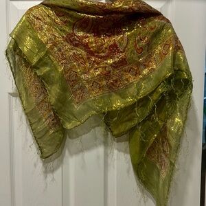 Elegant Green and Gold Scarf